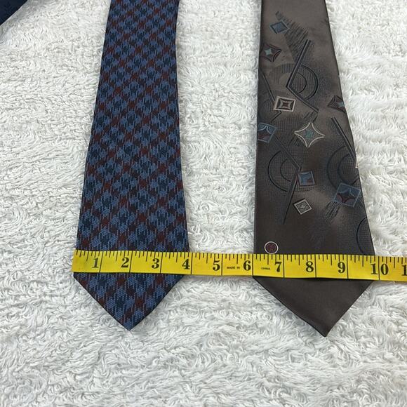Lot of 4 neckties - bundle of blue and brown ties - vintage mixed lot - Picture 9 of 10